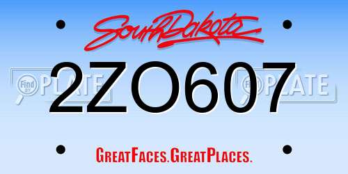 2ZO607 South Dakota License Plate