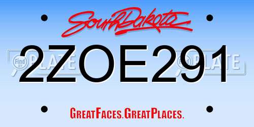 2ZOE291 South Dakota License Plate