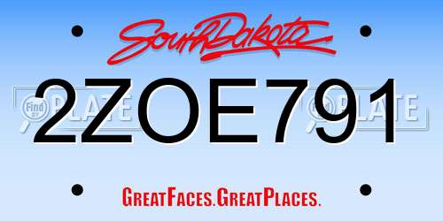 2ZOE791 South Dakota License Plate