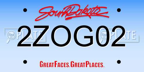 2ZOG02 South Dakota License Plate