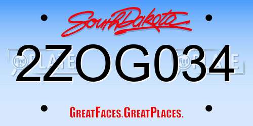 2ZOG034 South Dakota License Plate