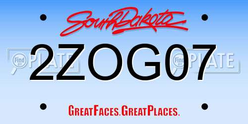 2ZOG07 South Dakota License Plate