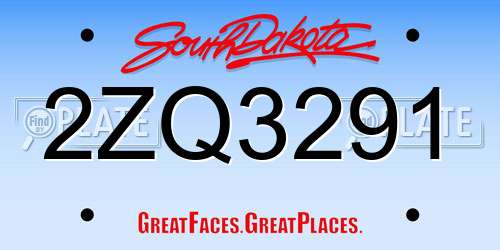2ZQ3291 South Dakota License Plate