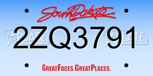 2ZQ3791 South Dakota License Plate