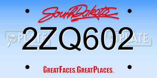 2ZQ602 South Dakota License Plate