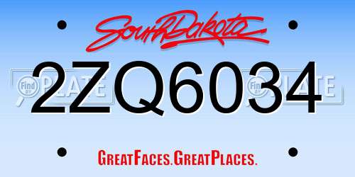 2ZQ6034 South Dakota License Plate