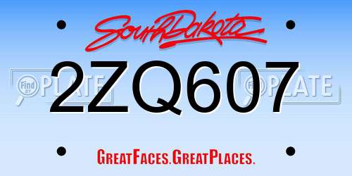2ZQ607 South Dakota License Plate