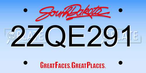 2ZQE291 South Dakota License Plate