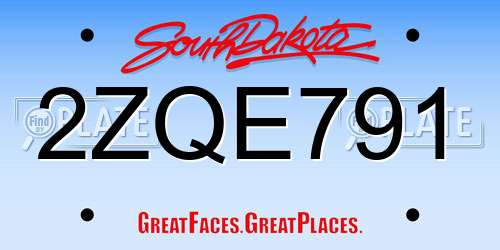 2ZQE791 South Dakota License Plate