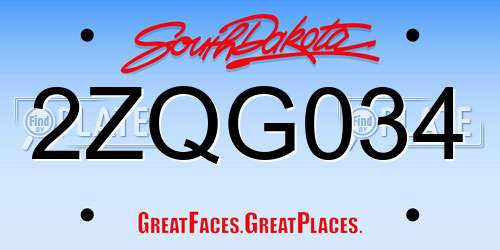 2ZQG034 South Dakota License Plate