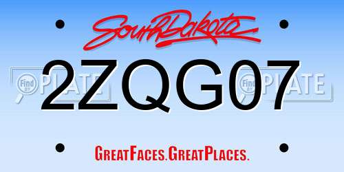 2ZQG07 South Dakota License Plate