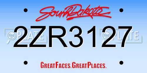 2ZR3127 South Dakota License Plate