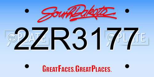 2ZR3177 South Dakota License Plate