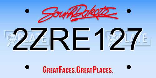 2ZRE127 South Dakota License Plate