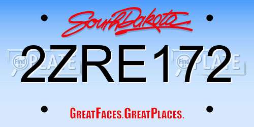 2ZRE172 South Dakota License Plate