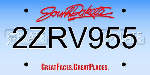 2ZRV955 South Dakota License Plate