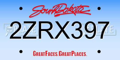 2ZRX397 South Dakota License Plate