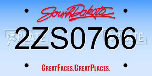 2ZS0766 South Dakota License Plate