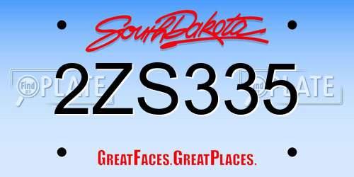 2ZS335 South Dakota License Plate