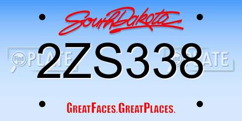 2ZS338 South Dakota License Plate