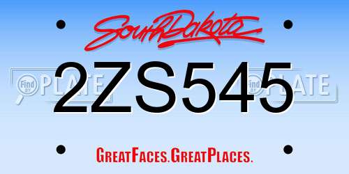 2ZS545 South Dakota License Plate