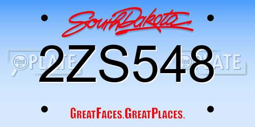 2ZS548 South Dakota License Plate