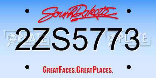 2ZS5773 South Dakota License Plate
