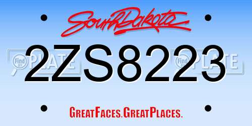 2ZS8223 South Dakota License Plate