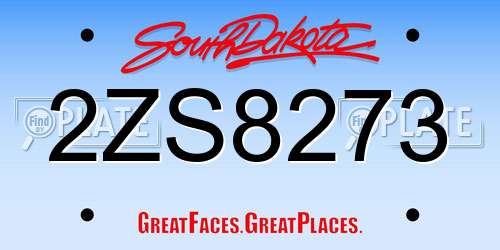 2ZS8273 South Dakota License Plate