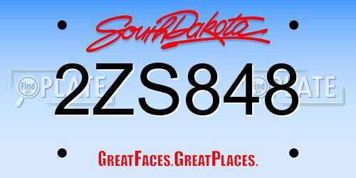 2ZS848 South Dakota License Plate