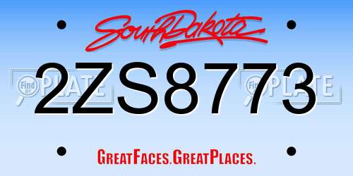 2ZS8773 South Dakota License Plate