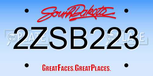 2ZSB223 South Dakota License Plate