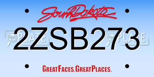 2ZSB273 South Dakota License Plate