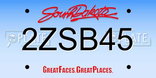 2ZSB45 South Dakota License Plate