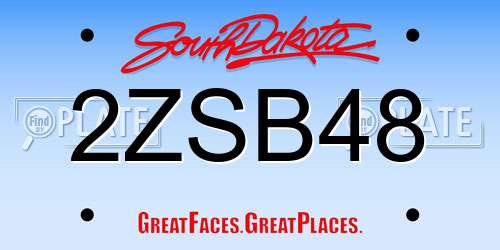 2ZSB48 South Dakota License Plate