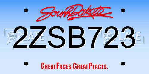 2ZSB723 South Dakota License Plate