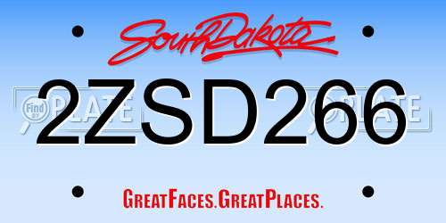 2ZSD266 South Dakota License Plate