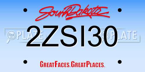 2ZSI30 South Dakota License Plate
