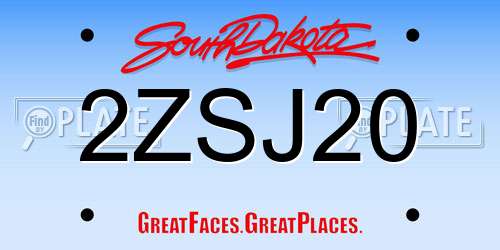 2ZSJ20 South Dakota License Plate