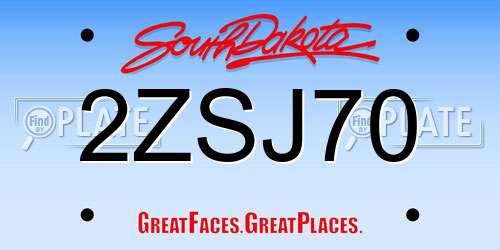 2ZSJ70 South Dakota License Plate