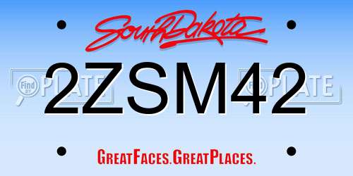 2ZSM42 South Dakota License Plate