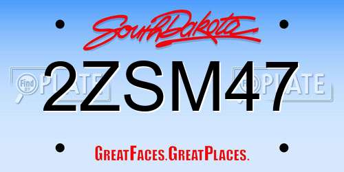 2ZSM47 South Dakota License Plate