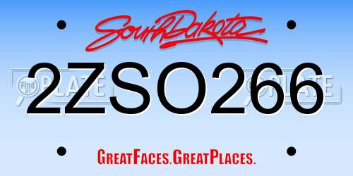 2ZSO266 South Dakota License Plate