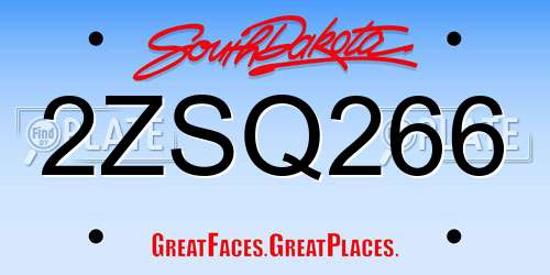 2ZSQ266 South Dakota License Plate