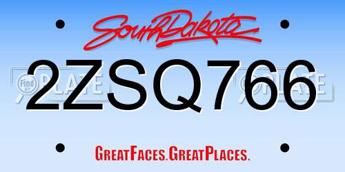 2ZSQ766 South Dakota License Plate