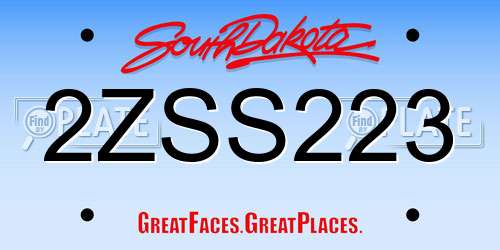 2ZSS223 South Dakota License Plate