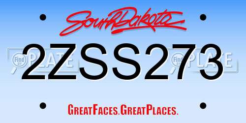 2ZSS273 South Dakota License Plate