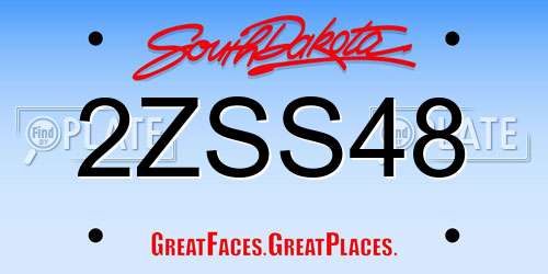 2ZSS48 South Dakota License Plate