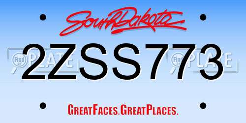 2ZSS773 South Dakota License Plate