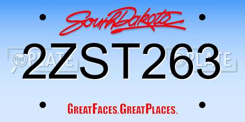 2ZST263 South Dakota License Plate
